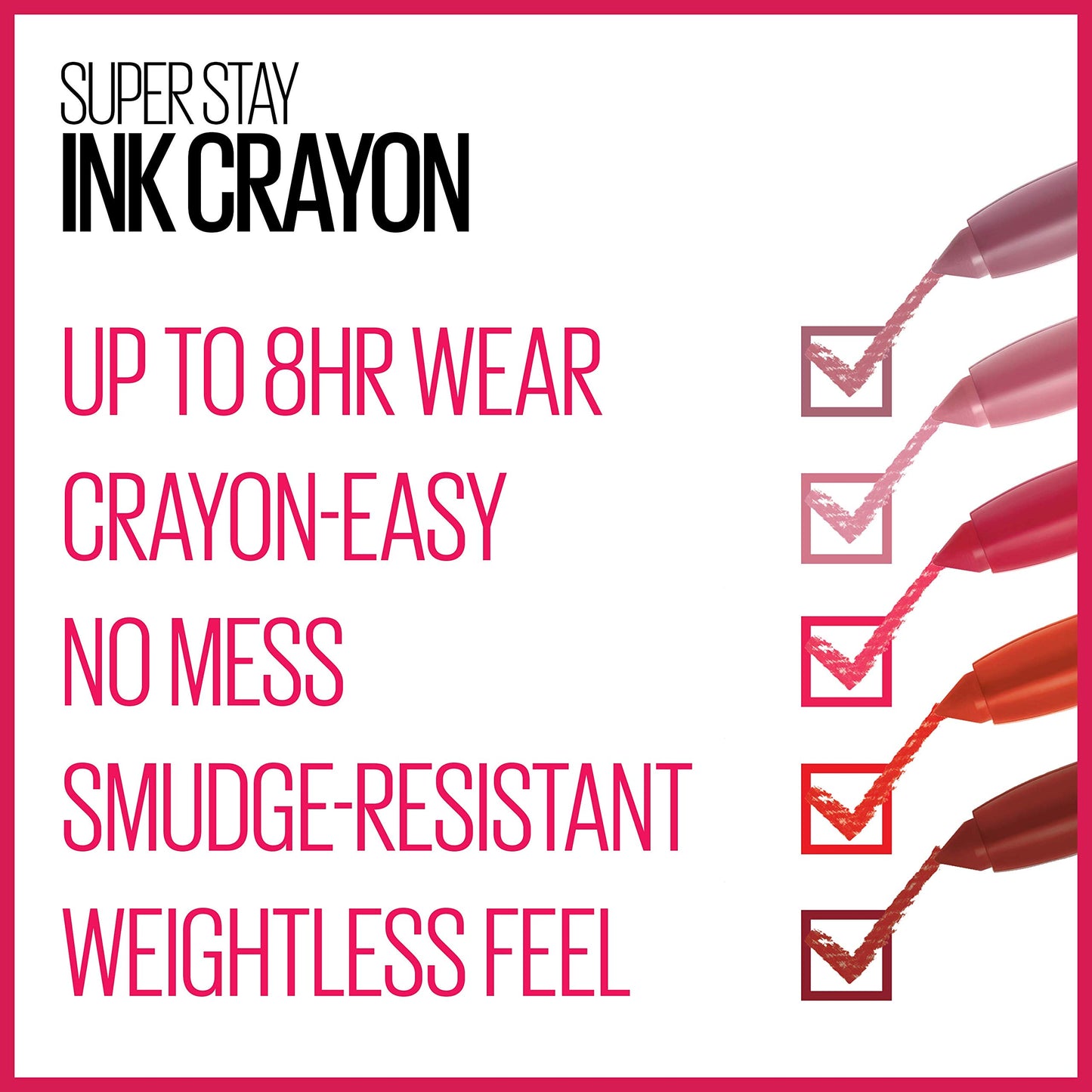 Maybelline Super Stay Ink Crayon Lipstick Makeup, Precision Tip Matte Lip Crayon with Built-in Sharpener, Longwear Up To 8Hrs, Change Is Good, Rose Pink, 1 Count