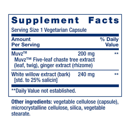 Life Extension Lower Back Relief, for Occasional Back Stiffness, Comfort and Flexibility, Ginger, Chaste Tree, White Willow bark, Non-GMO, Gluten-Free, Vegetarian, 60 Capsules