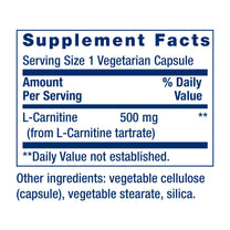 Life Extension L-Carnitine – 500 mg, Energy Supplement, Memory Supplement – Free Form Amino Acid, Nitric Oxide Support, Healthy Blood Pressure – Gluten-Free, Non-GMO, Vegetarian – 30 Capsules