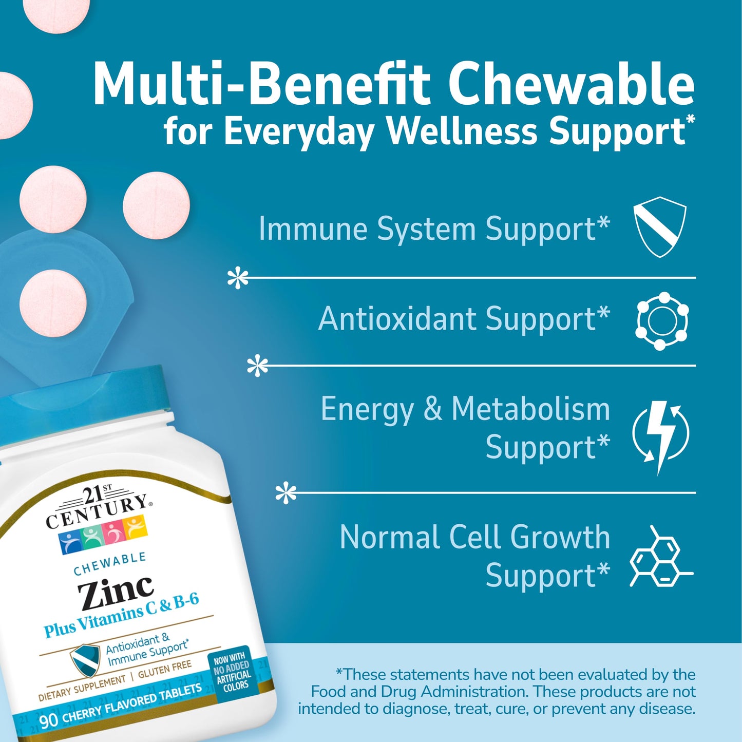 21st Century Zinc Chewable Withc & B6 - Cherry, 90 Count