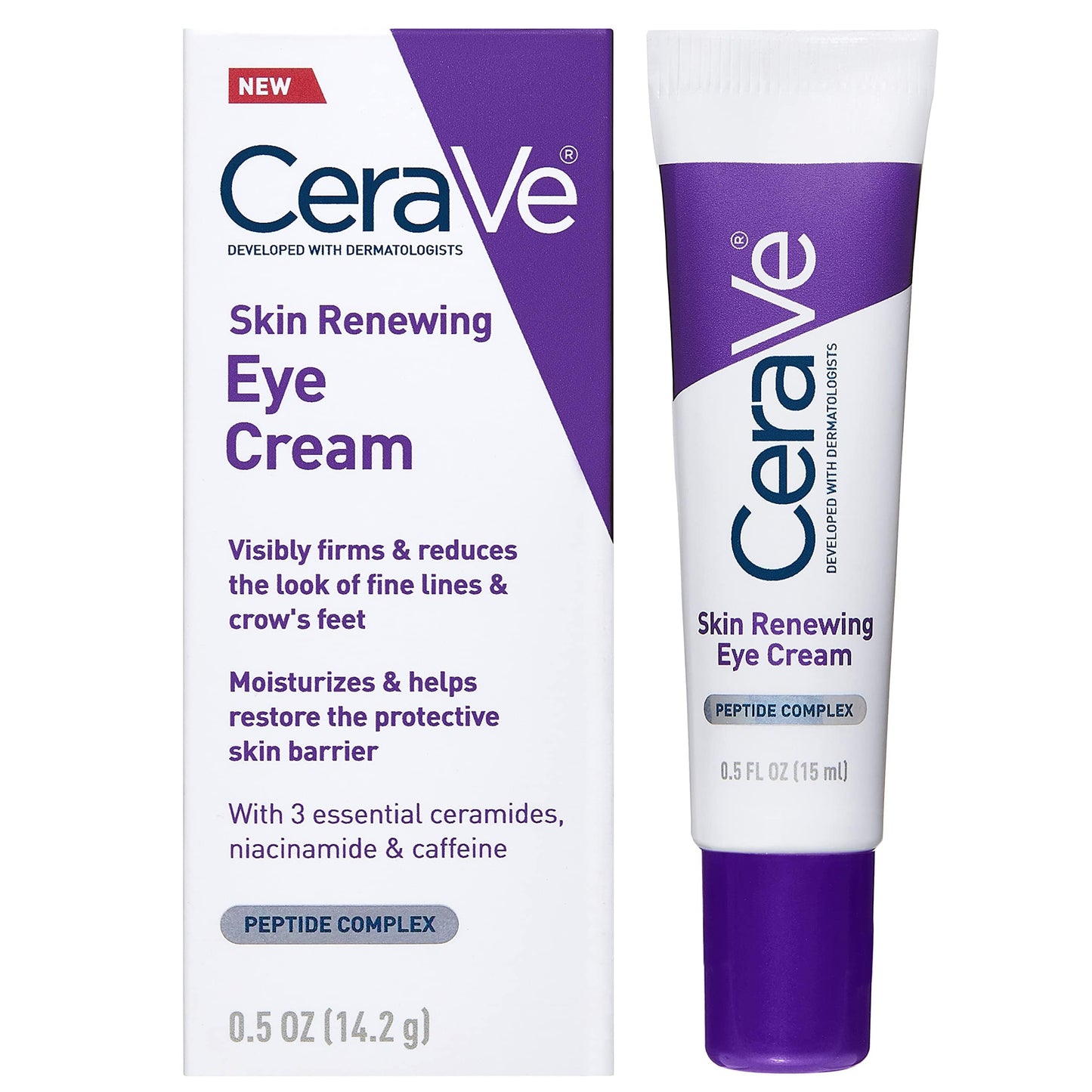CeraVe Eye Cream for Wrinkles with Peptides, Caffeine & Niacinamide, 0.5oz