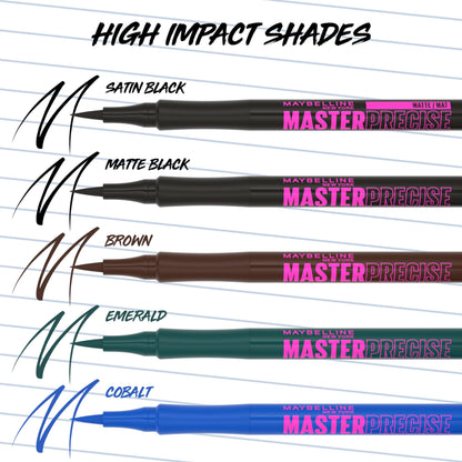 MAYBELLINE Master Precise All Day Liquid Eyeliner, Waterproof Eyeliner Makeup for up to 30HR Wear, Emerald Green, 1 Count