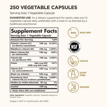Solgar B-Complex "100", 250 Vegetable Capsules - Nervous System Support - Supports Energy Metabolism - Non-GMO, Vegan, Gluten Free, Dairy Free, Kosher - 250 Servings