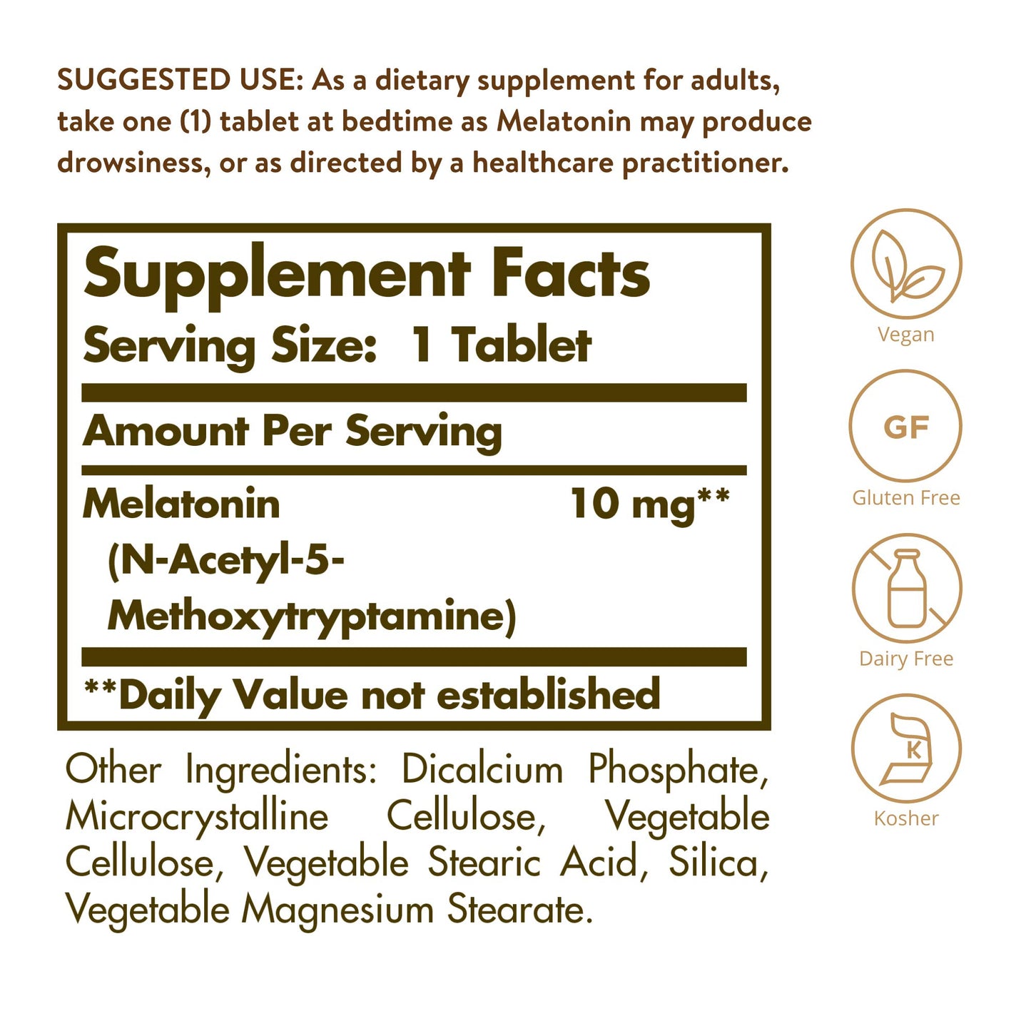 Solgar Melatonin 10mg, 60 Tablets - High Dosage, Vegan, Gluten Free, Kosher