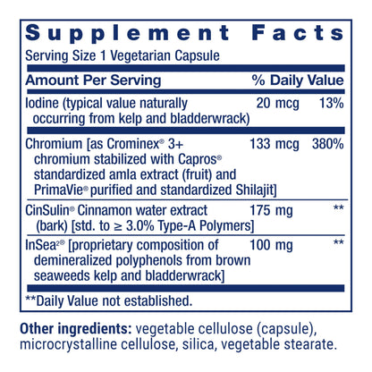 Life Extension CinSulin with InSea2 and Crominex 3+, 90 Capsules