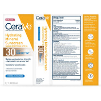 CeraVe Hydrating Mineral Sunscreen SPF 30 with Sheer Tint,Tinted Mineral Sunscreen with Zinc Oxide & Titanium Dioxide,Blends Seamlessly For Healthy Glow,Deep,1.7 Oz,(Pack of 2)