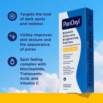 PanOxyl Blemish Brightening Patches: Dermatologist-Recommended, Help Fade Post-Acne Dark Spots and Reduce Redness, Large Clear Patches Cover a Bigger Area, Vegan and Latex-Free, 16ct