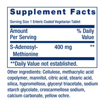 Life Extension Same, S-Adenosyl-Methionine, 400 mg, Mood and Liver Health and Joint Support Supplement, Non-GMO, Vegetarian, Gluten Free, 60 enteric-Coated Tablets