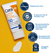 CeraVe Hydrating Mineral Sunscreen SPF 50 Face Sunscreen, Travel Size 2.5oz