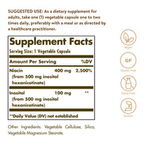 Solgar No-Flush Niacin 500 mg, 250 Vegetable Capsules - No-Flush Delivery