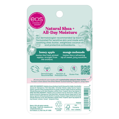 eos Natural Shea Lip Balm- Honey Apple & Mango Melonade, 0.14 oz, 2-pack
