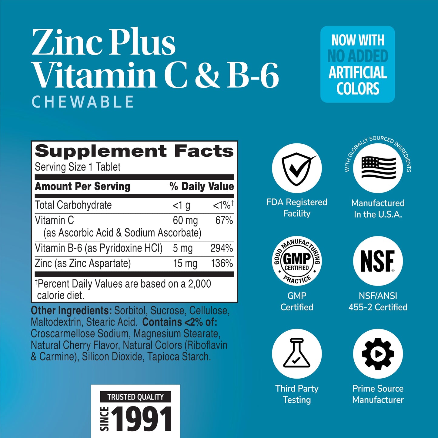 21st Century Zinc Chewable Withc & B6 - Cherry, 90 Count