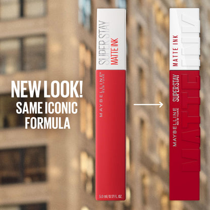 Maybelline Super Stay Matte Ink Liquid Lipstick Makeup, Long Lasting High Impact Color, Up to 16H Wear, Pioneer, Blue Red, 1 Count, Packaging May Vary