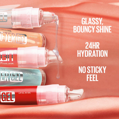 MAYBELLINE Lifter Oil-in-Gel Lip Gloss for Glassy, Bouncy Shine, Hydrating, Tinted Lip Balm and Moisturizer with Hyaluronic Acid and Passionfruit Oil, Strawberry Shake (Mauve Pink)