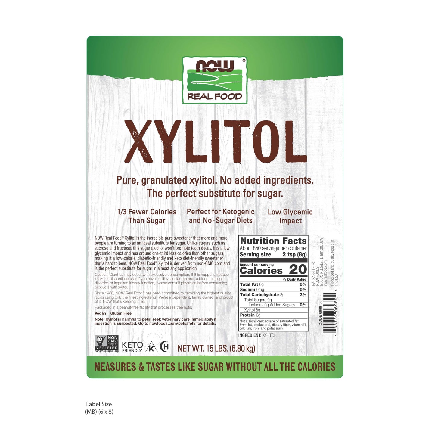 NOW Foods, Xylitol, Pure with No Added Ingredients, Keto-Friendly, Low Glycemic Impact, Low Calorie, 15-Pound (Packaging May Vary)