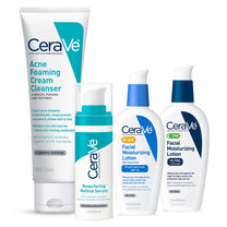CeraVe Acne Skin Care Set, Foaming Cleanser + Retinol Serum + AM&PM Lotion