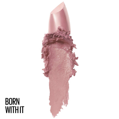 Maybelline Color Sensational Lipstick, Lip Makeup, Cream Finish, Hydrating Lipstick, Born With It, Nude Pink ,1 Count