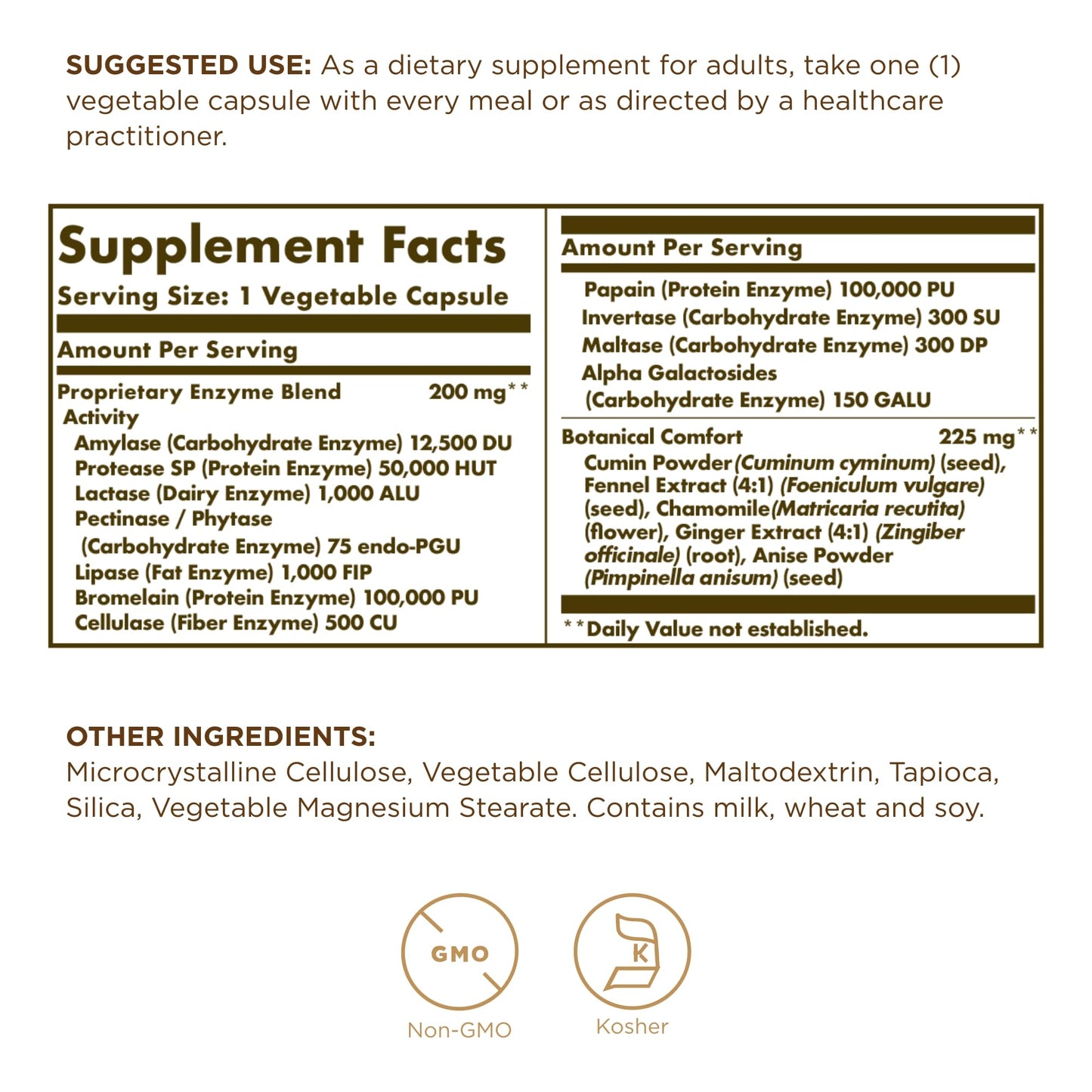 Solgar Comfort Zone Digestive Complex - 90 Vegetable Capsules - Enzymes to Support the Body’s Natural Digestive Process & Break Down Difficult-to-Digest Foods - Kosher - 90 Servings