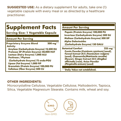 Solgar Comfort Zone Digestive Complex - 90 Vegetable Capsules - Enzymes to Support the Body’s Natural Digestive Process & Break Down Difficult-to-Digest Foods - Kosher - 90 Servings