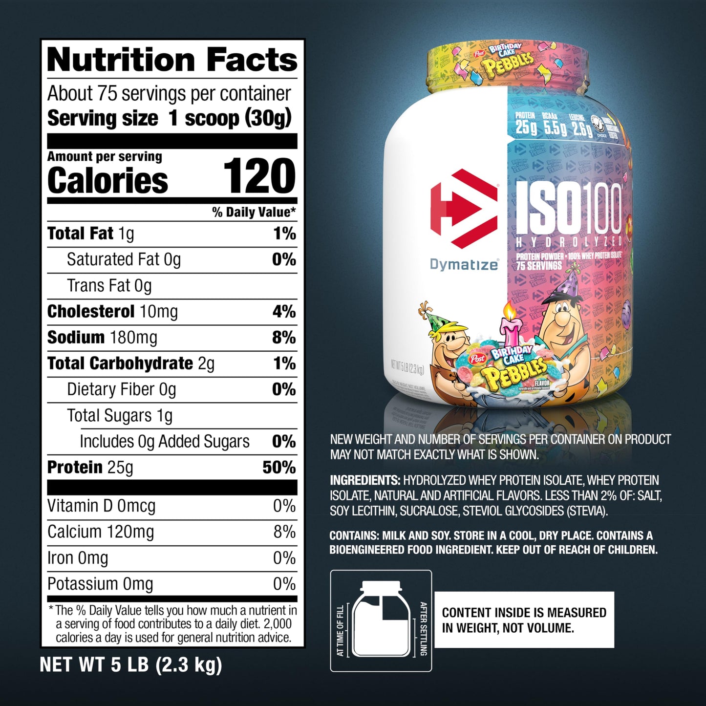 Dymatize ISO100 Protein Powder, 100% Whey Isolate, Birthday Cake