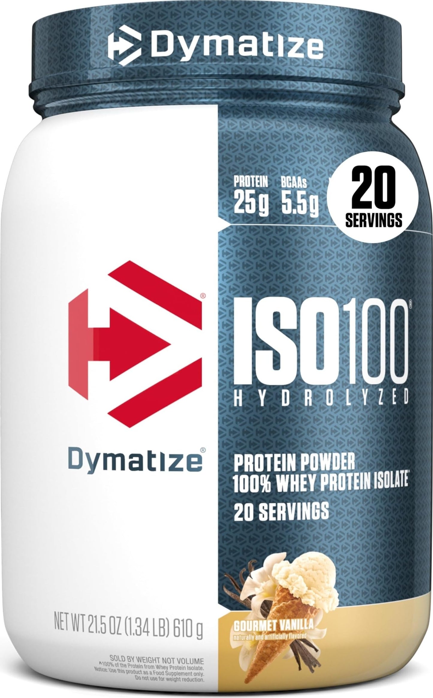 Dymatize ISO100 Protein Powder, 100% Whey Isolate, Gourmet Vanilla