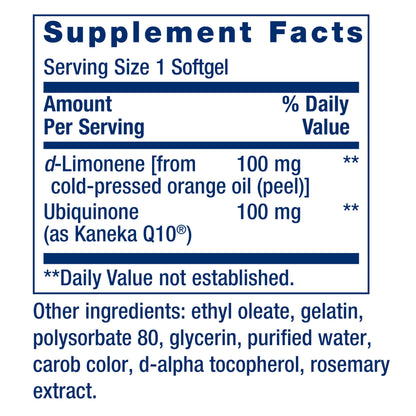 Life Extension CoQ10 (Ubiquinone) with d-Limonene – Heart Health, Fight General Fatigue, Better Absorption – Gluten-Free, Non-GMO – 60 Softgels