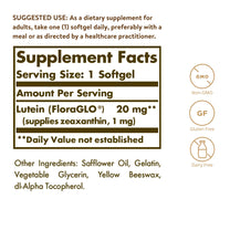 Solgar Lutein 20 mg, 60 Softgels - Contains FloraGLO Lutein - Non-GMO