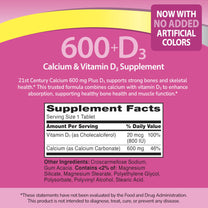 21st Century Calcium Plus D Supplement Tablet, 600 mg, 400 Count
