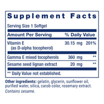 Life Extension Gamma E Mixed Tocopherols, Healthy Aging, Vitamin E Supplement, Enhanced with Sesame lignans, Gluten-Free, Non-GMO, 60 softgels