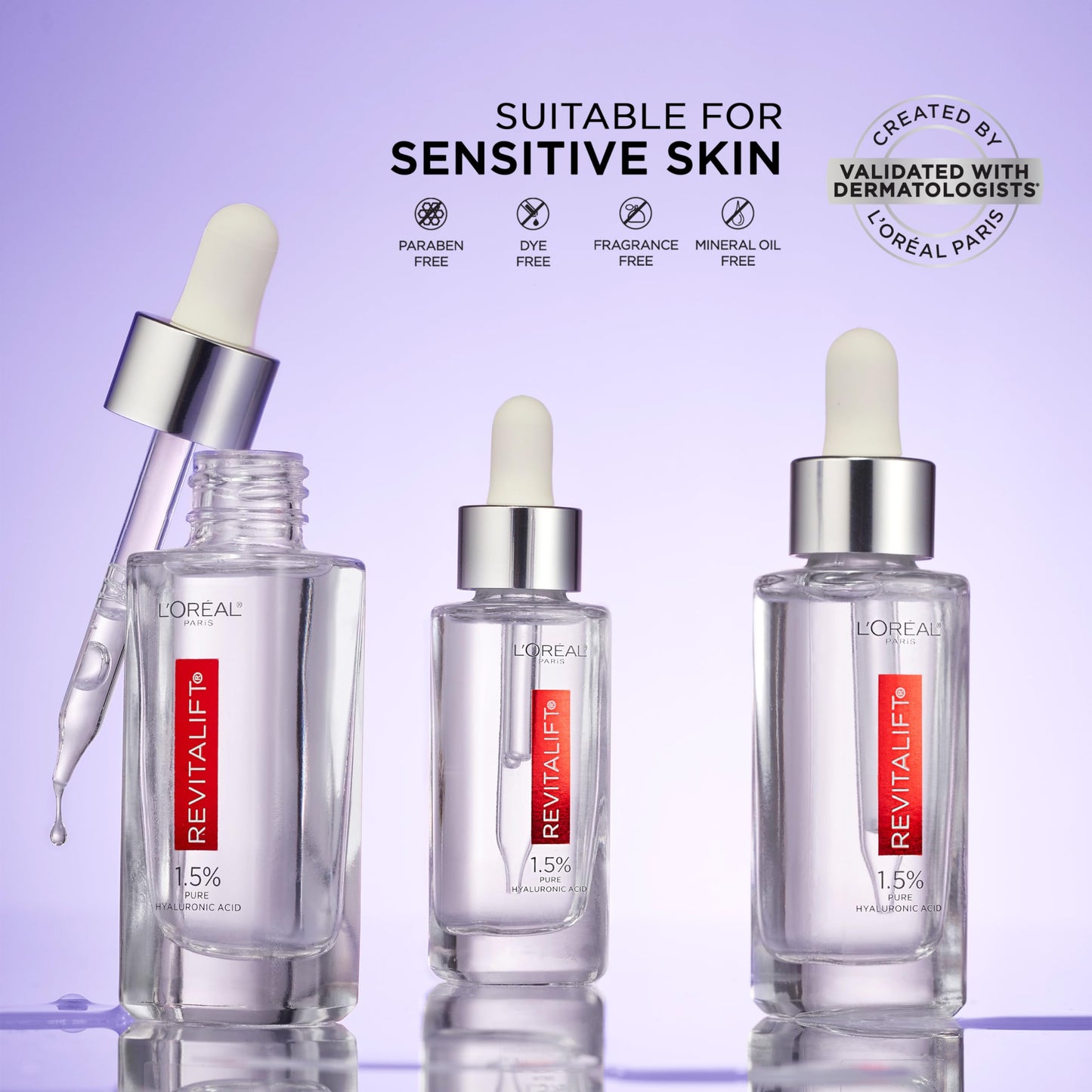 L'Oreal Paris Revitalift 1.5% Pure Hyaluronic Acid Face Serum, Hydrate & Reduce Wrinkles, Fragrance Free 1.7 oz
