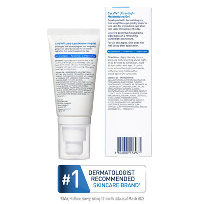 CeraVe Ultra-Light Moisturizing Gel, Niacinamide Face Moisturizer, 1.75oz