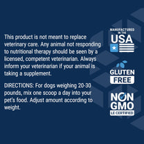 Life Extension Dog Mix, Dog Vitamins and Supplements, probiotics, L-carnitine, B12, folic Acid, Vitamin C, Vitamin E, Rosemary, Nutrient Absorption, Gluten-Free, Non-GMO, 60 Servings