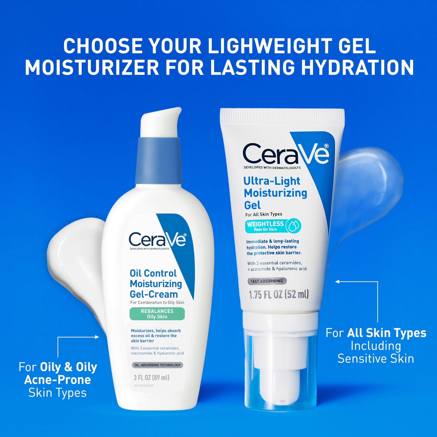 CeraVe Ultra-Light Moisturizing Gel, Niacinamide Face Moisturizer, 1.75oz