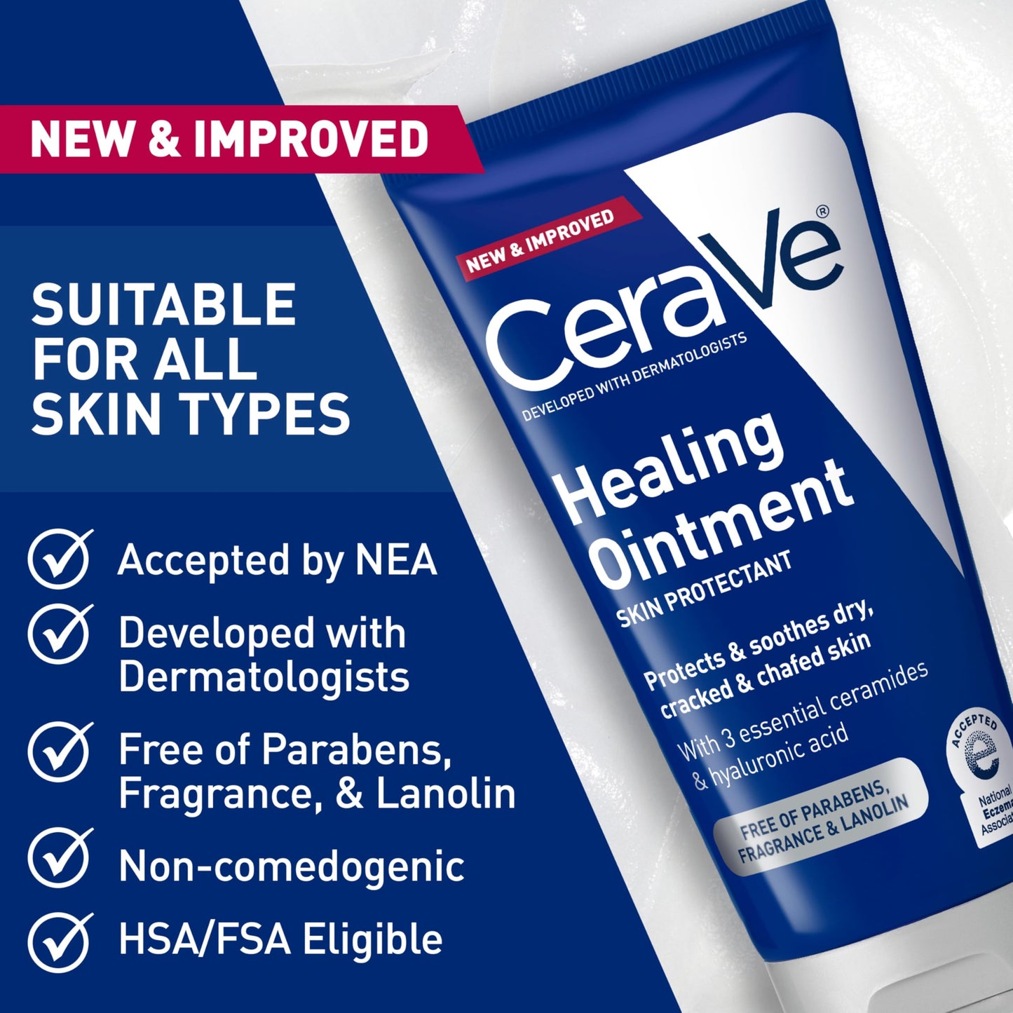 CeraVe Healing Ointment, Hyaluronic Acid Skin Protectant for Dry Skin, 3oz