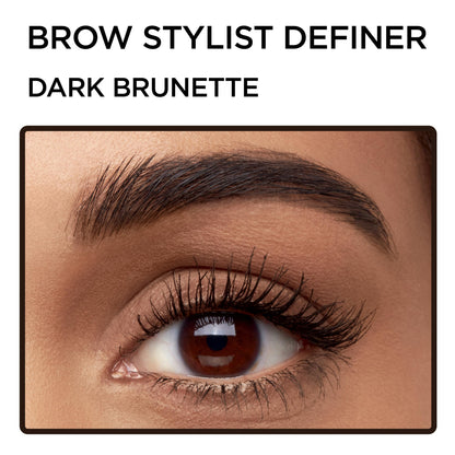 L'Oreal Paris Makeup Brow Stylist Definer Waterproof Eyebrow Pencil, Ultra-Fine Mechanical & Retractable Brow Pencil, Draws Tiny Brow Hairs & Fills in Sparse Areas & Gaps, Dark Brunette, 0.003 oz.