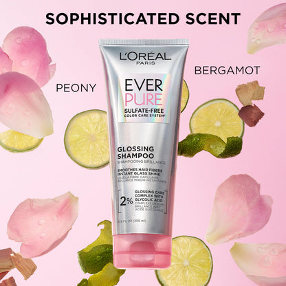 L'Oreal Paris Sulfate Free Glossing Lamination Hair Mask, 5-Minute Rinse-Off Hair Treatment with Glycolic Acid for Glass Shine, Smoothness & Soft Feel, Color Caring, EverPure, 5.1 Fl Oz