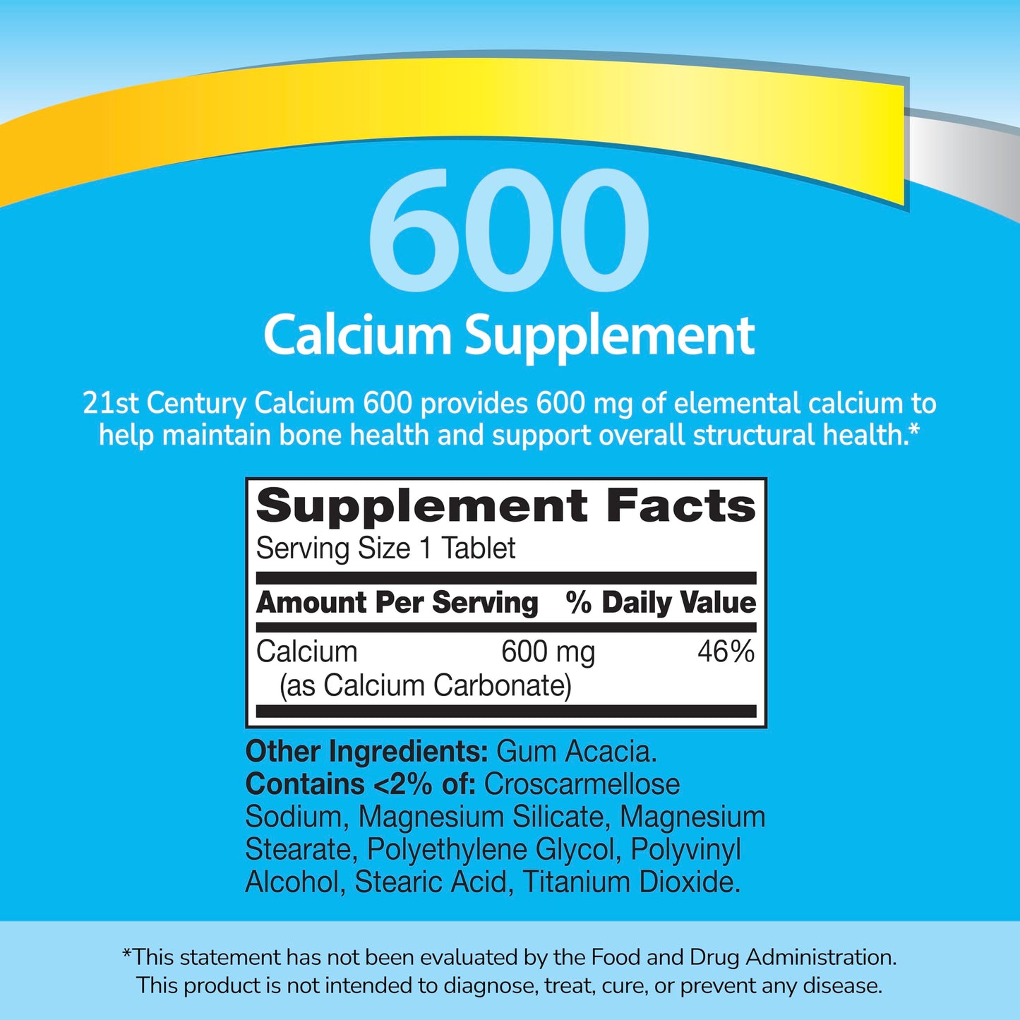 21st Century Calcium 600mg Tablets, Bone Strength Support, 400 Count