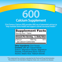 21st Century Calcium 600mg Tablets, Bone Strength Support, 400 Count