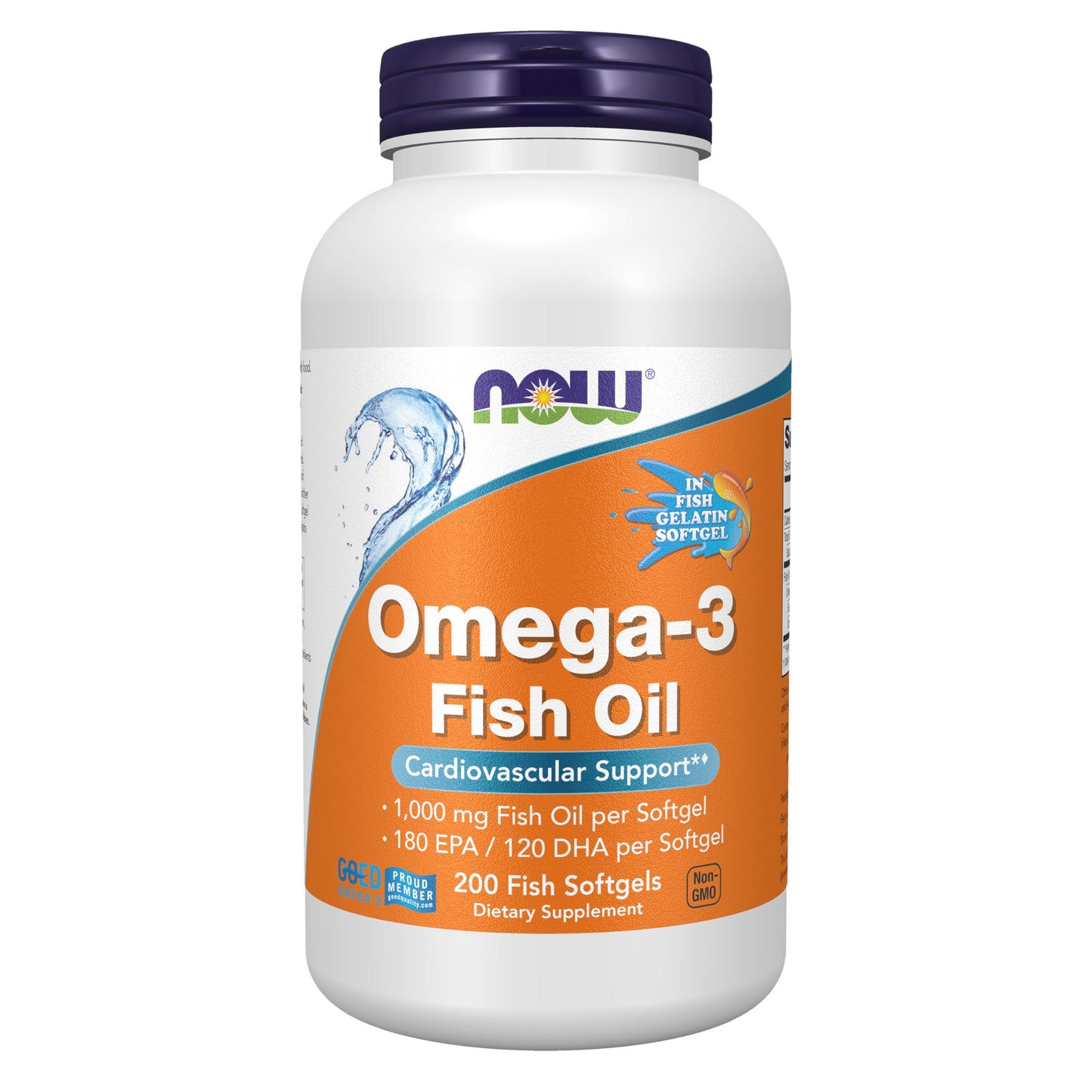 NOW Foods Supplements, Omega-3 180 EPA / 120 DHA, Molecularly Distilled, Cardiovascular Support*, 200-Fish Gelatin Softgels,Packaging may vary