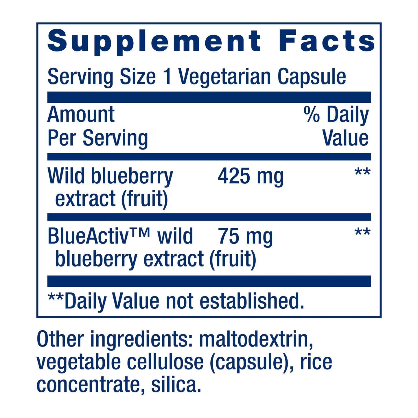 Life Extension Blueberry Extract Capsules, supports cognitive & memory health, helps maintain already-healthy cholesterol levels, fights oxidative stress, gluten-free, non-GMO, vegetarian, 60 capsules