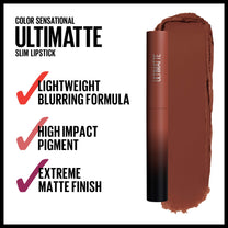 Maybelline Color Sensational Ultimatte Matte Lipstick, Non-Drying, Intense Color Pigment, More Truffle, Cocoa Brown, 1 Count
