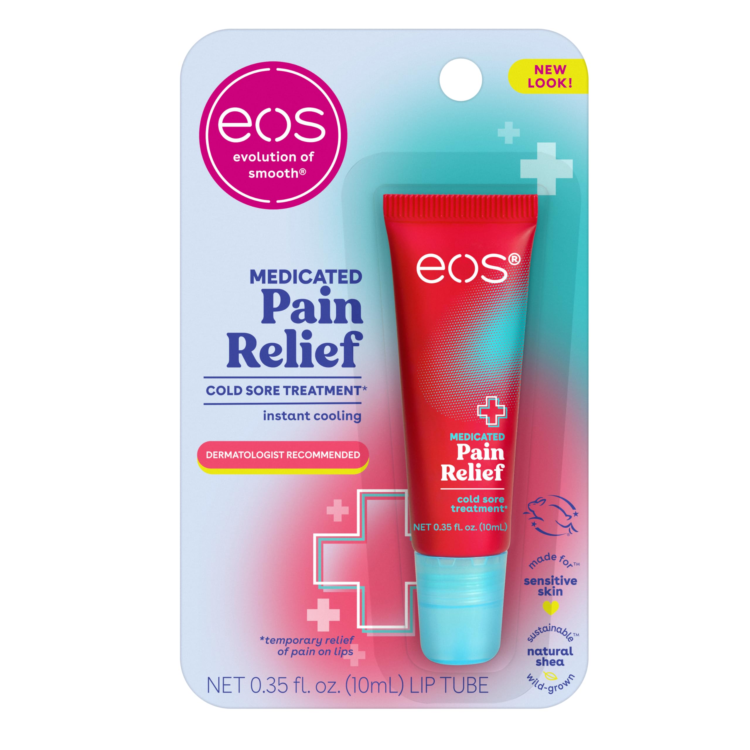 eos Medicated Lip Balm - Lip Care to Repair and Protect Chapped and Dry Lips, Instant Cooling and Pain Relief with Natural Ingredients, 0.35 fl oz.
