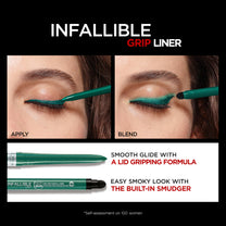 L'ORÉAL Infallible Grip Mechanical Gel Eyeliner Pencil, Smudge-Resistant, Waterproof Eye Makeup with Up to 36HR Wear, Emerald Green, 1 Kit, 1 Fl Oz (Pack of 1)