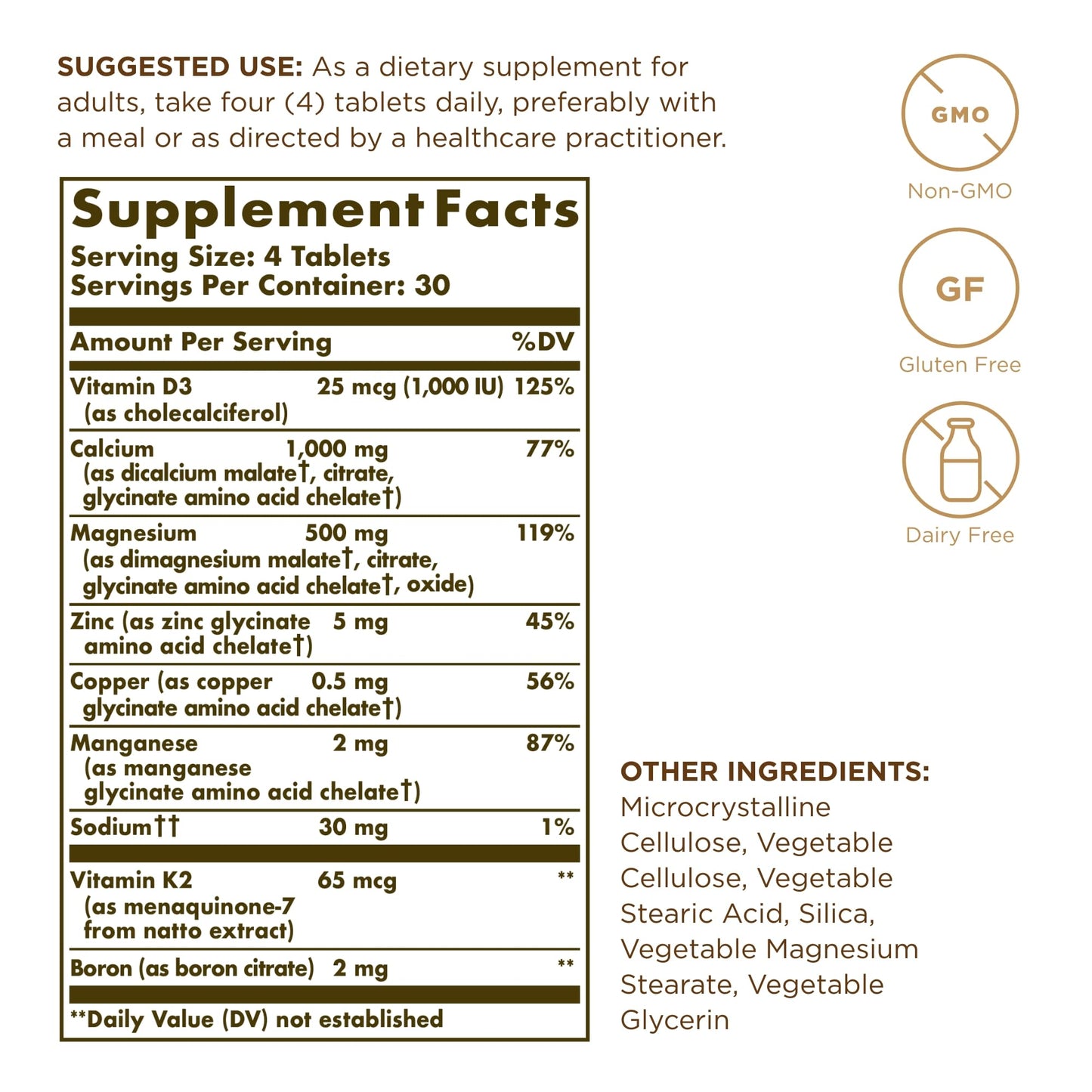 Solgar Advanced Calcium Complex - 120 Tablets, Pack of 3 - with Zinc, Boron, Vitamins D3 & K2 - Non-GMO, Gluten Free, Dairy Free - 90 Total Servings