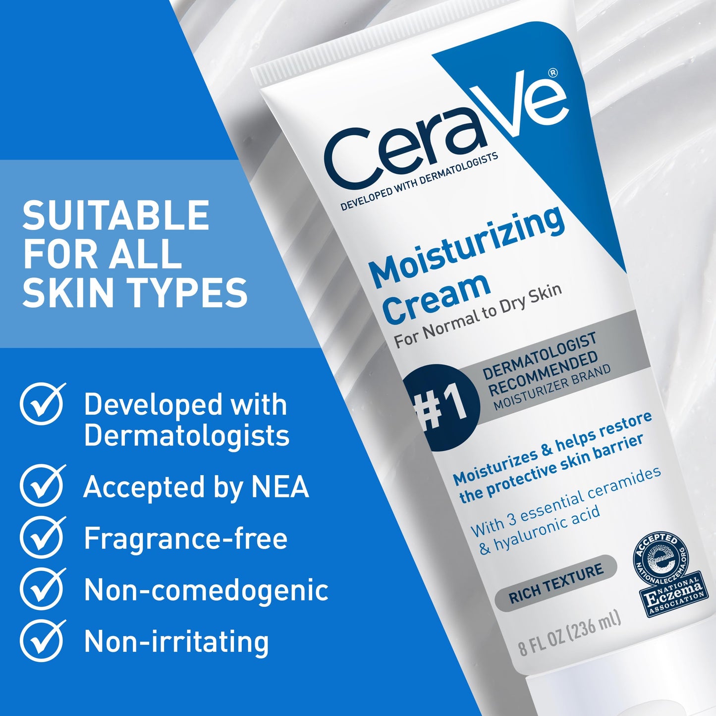 CeraVe Moisturizing Cream, Face & Body Moisturizer for Dry Skin, 19oz