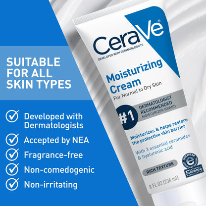 CeraVe Moisturizing Cream, Face & Body Moisturizer for Dry Skin, 19oz
