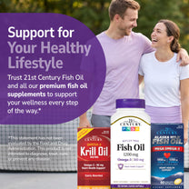 21st Century Fish Oil 1000mg Omega-3 Softgels, Mercury-Filtered, 120ct