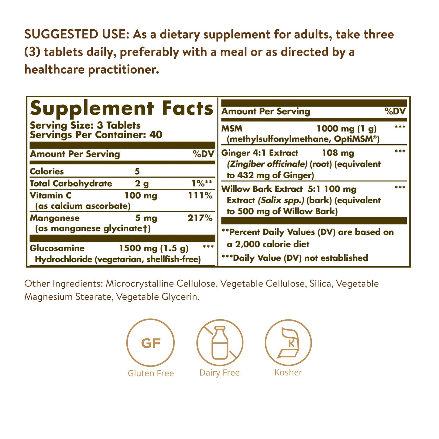 Solgar Glucosamine MSM Complex, 120 Tablets - Promotes Healthy Joints
