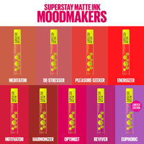 Maybelline Super Stay Matte Ink Liquid Lip Color, Moodmakers Lipstick Collection, Long Lasting, Transfer Proof Lip Makeup, Motivator, Red, 1 Count