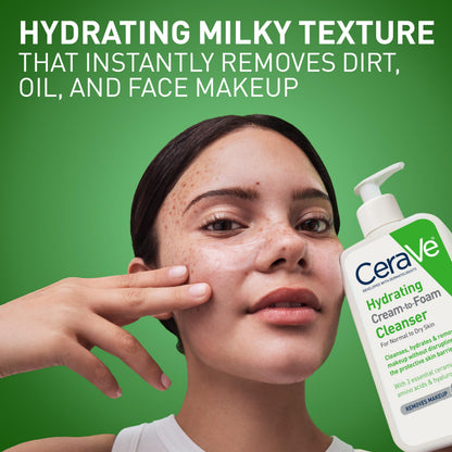 CeraVe Hydrating Cream To Foam Cleanser, Face Wash for Dry Skin, 8oz